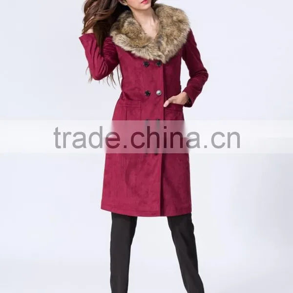 2015 Lady Garment Manufacturer Elegant Fabulous Luxury Fashion Design Women Coats Winter With Fur Collar photo-5
