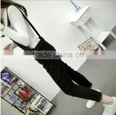 The New Washing Black Trousers / Casual Denim Overalls Arts / Slacks/ Bib Pants photo-2