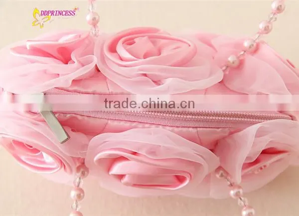 Lovely Children Rose Flower Handbag Pink Kid Designer Handbag Cheap Mini Kid Handbag photo-3