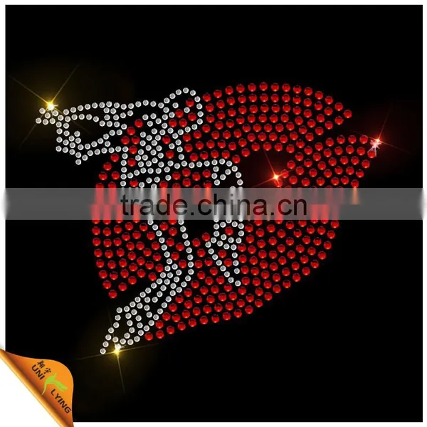 Latest Fashion Red Lip Design Iron on Clothing Rhinestone Transfer Stickers photo-2