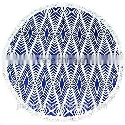 100%cotton Printed Round Beach Towel With Tassels photo-2