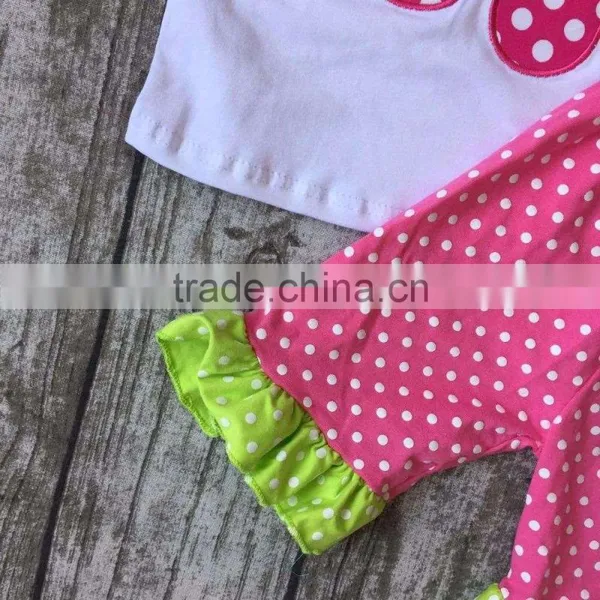 Baby Girls Ruffles Shorts Clothing Suit Summer Slipper Cotton Outfits Kids Set Hot Pink Polka Dot With Matching Accessories photo-4