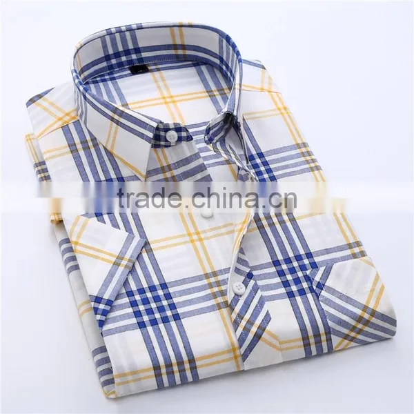 Lattice Cotton Short Sleeve Shirt Business photo-2