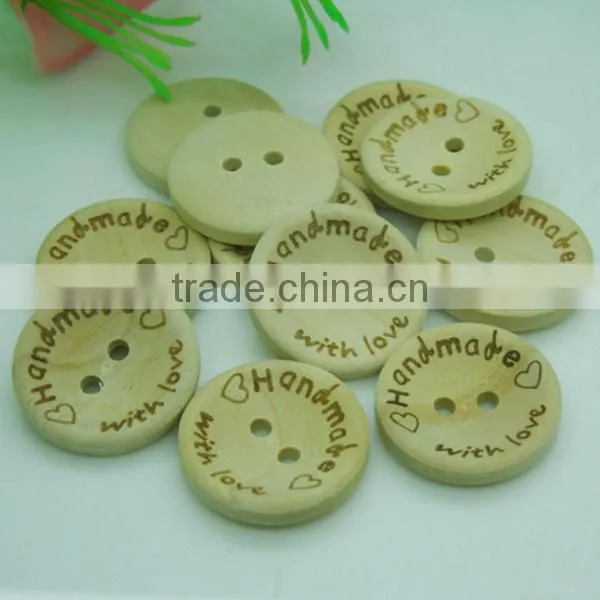 20mm Handmade With Love Craft Scrapbooking Sewing Wooden Buttons photo-2
