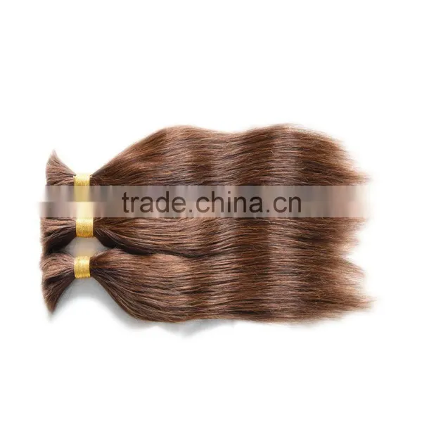 Top High Quality Silk Straight Remy Hair 4# Brown Color Weave Human Hair Bulk photo-4