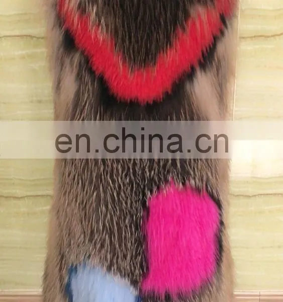 Real Fox Fur Vest With Irregular Bright Pattern Long Waist for Women photo-2