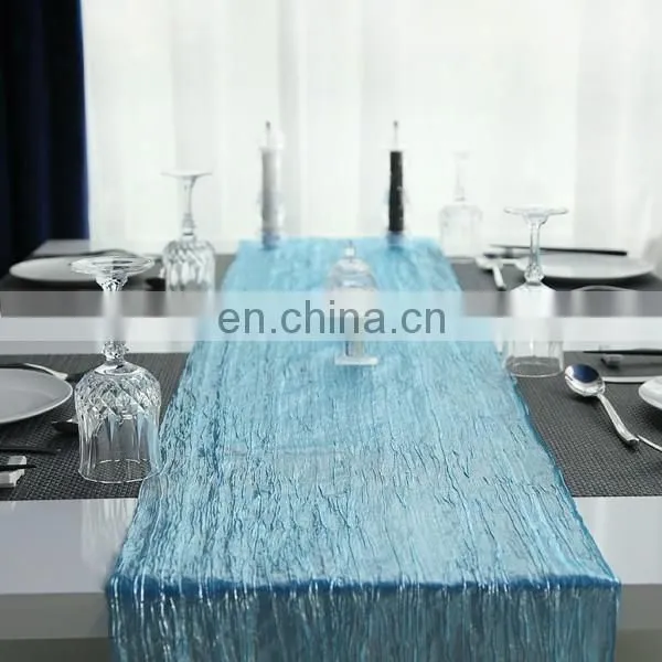 2015 Banquet Tables Elegant Cheap Sky Blue And Silver Chinese Silk Table Runner photo-2