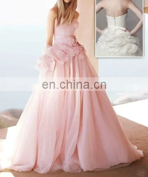 Baby Pink Wedding Gown Fit and Flare Wedding Gown for Women