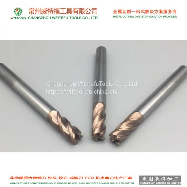 WTFTOOLS HRC55 4 Flutes Tungsten Carbide End Milling Cutter With High Performance photo-5