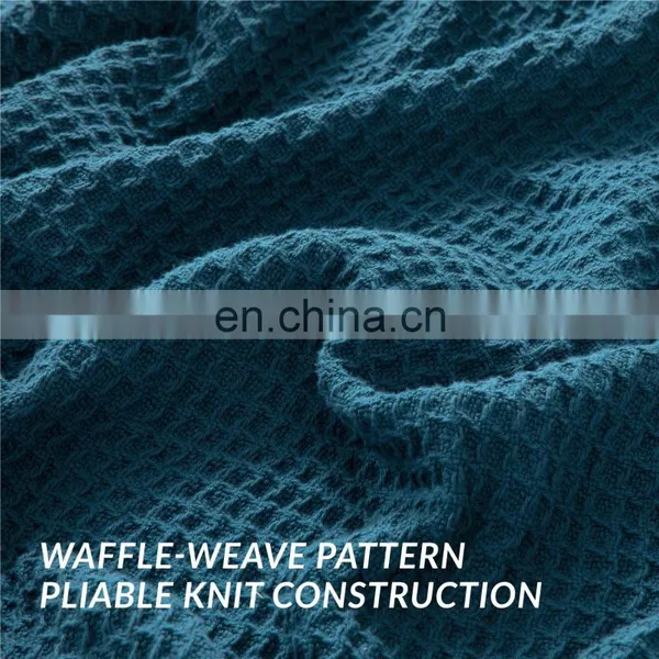 Personalized Sensory 90x90 100% Cotton Navy Blue-colored Waffle Blanket photo-5