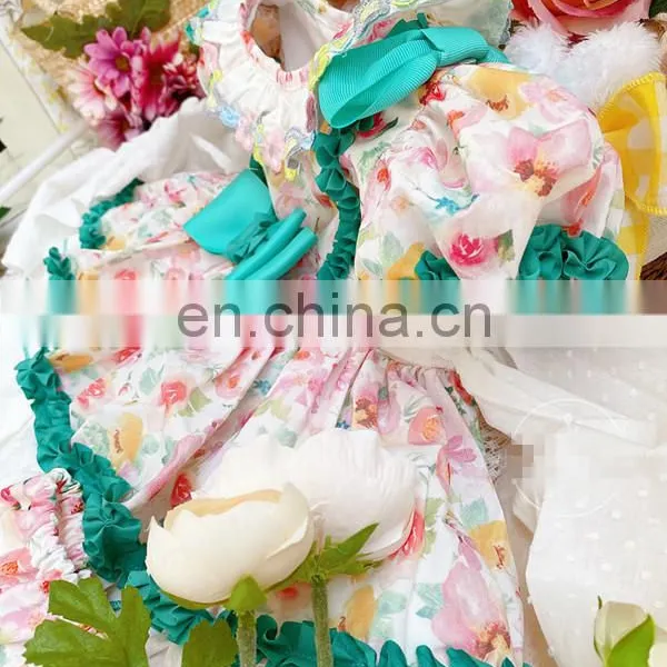 Summer Lolita Spanish Princess Dress Lace Stitching Print Girls Ball Gown Vintage Birthday Easter Party Dress For Girl photo-3