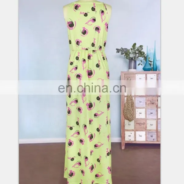 2019 Cotton Clothing Green Floral Printed Baby Summer Dresses Mother Daughter Matching Dresses photo-4