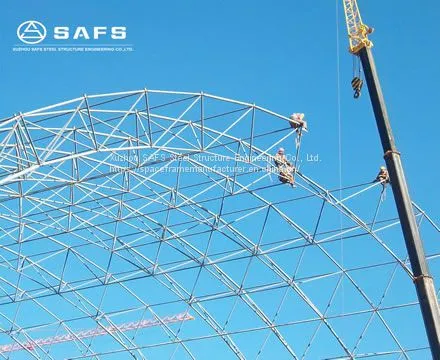 Large Span Design Space Frame Steel Structural Arch Roof Design Coal Storage Shed photo-5
