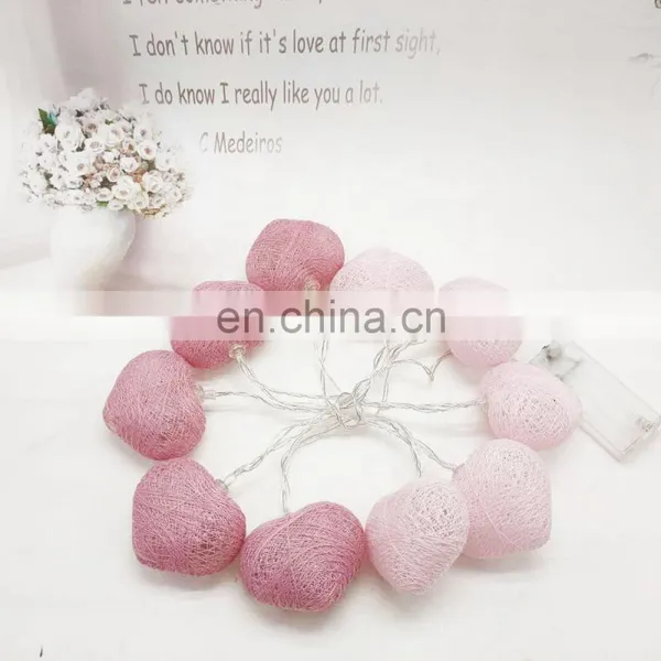 Heart Cotton Ball String Lights Fairy Lights Wedding Party Decor Lamp photo-4