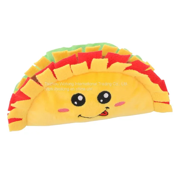 Custom Cute Plush Food Series Taco Soft Durable Chew Resistance Squeaky Pet Plush Dog Toy photo-2