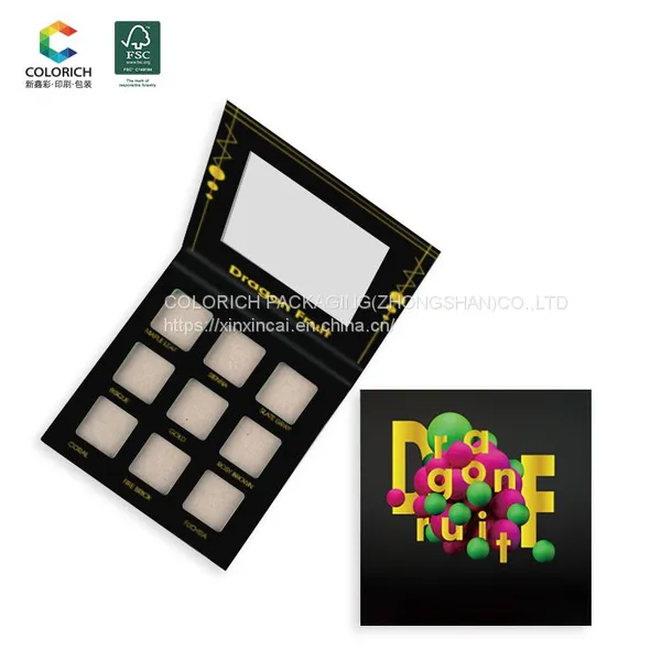 Eye Shadow Brush Makeup Palette Set Eye Shadow Palette Paper Packaging With Mirror Empty Wooden Makeup Palette photo-4