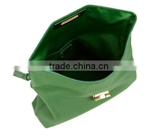 Fashion Grained Leather Clutch Bag Simple Folded Dinner Ladies Hand Bags With Wristlet Strap 2016 Popular Apple Green photo-4