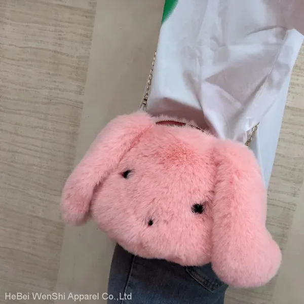 015China Supplier Plush Bag Imitation Rabbit Hair Bag Girls Shoulder Bag Long Chain Crossbody Bag Girls Coin Purse photo-2