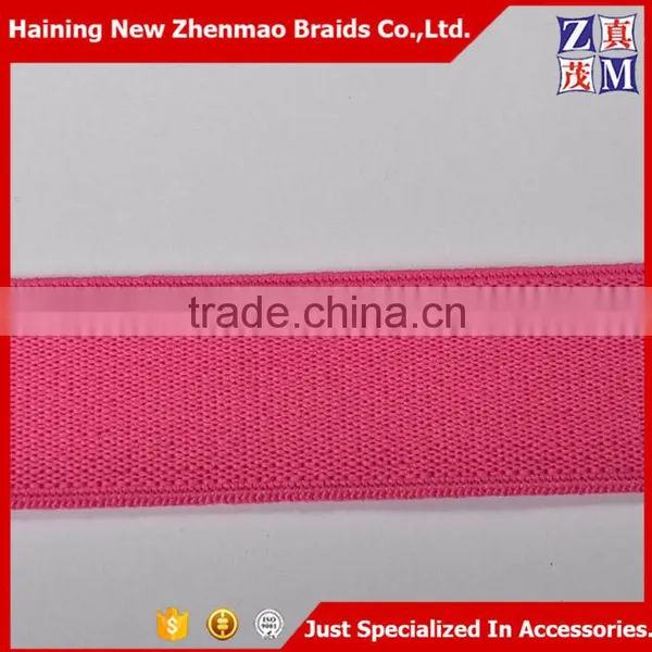 China Wholesale Woven 3cm Pink Color Elastic Webbing photo-3