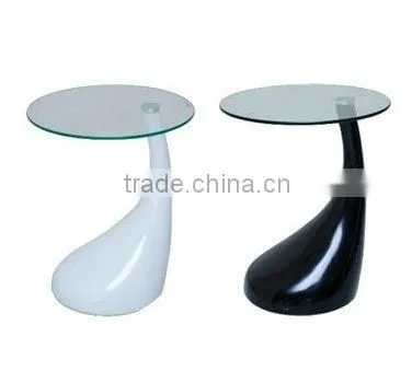 Unique Design Fiberglass Base Glass Side Table Teardrop Coffee Table photo-2