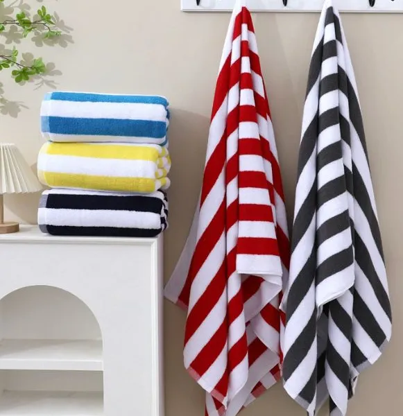 Premium Cotton Beach Towels | Soft Striped Pool Towels | Highly Absorbent Oversized Beach & Bath Towels | Wholesale Bulk Manufacturer