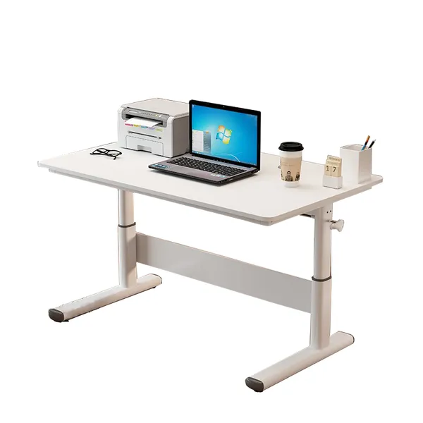 Rectangular White  Standing Desk With Adjustable Height Feature