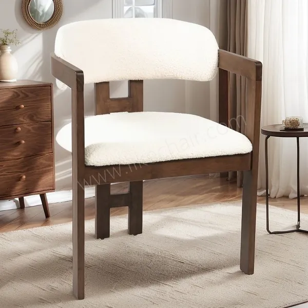 Nordic Light Modern Designer Linen-Weave Fabric Chair Living Room Backrest Chair Household Solid Wood Dining Chair