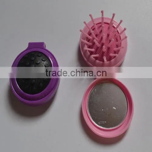Hot Selling Mini Folding Hair Brush With Mirror Set for Children photo-4