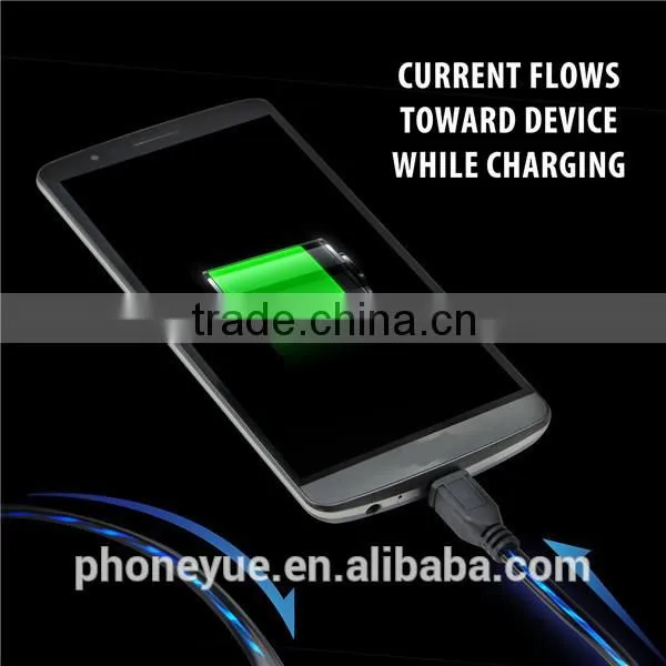 Led Color Change Visible Running Moving Light Luminous Usb Cable for Samsung