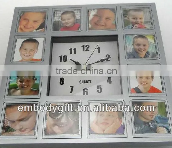 Plastic Wall Clock With Multi Photo Frame Home Decor Baby Pictures Digital Wall Clock photo-2