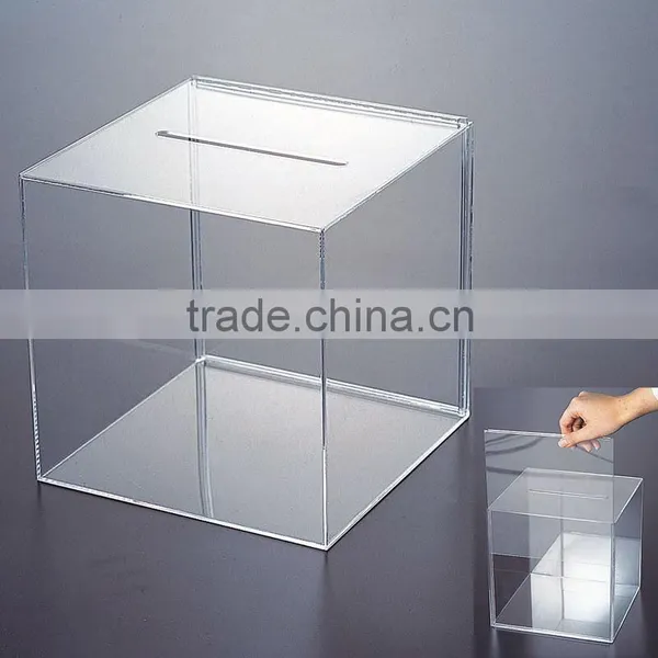 Clear Acrylic Donation Box With Lock,cube Box Made of Organic Glass photo-4