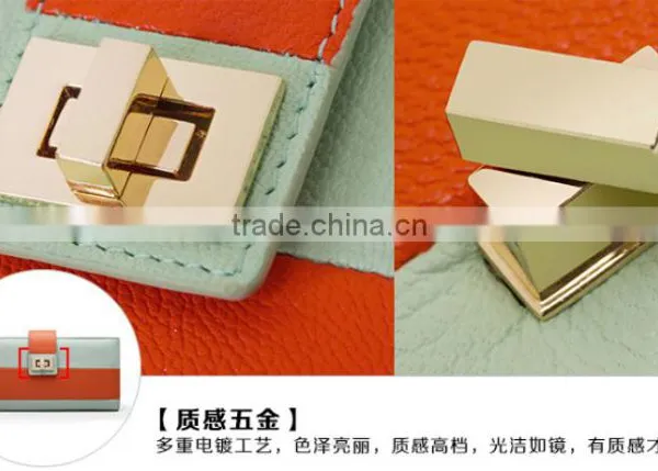 Contrast Color Low Price Ladies Leather Hand Made Wallet Purse photo-6