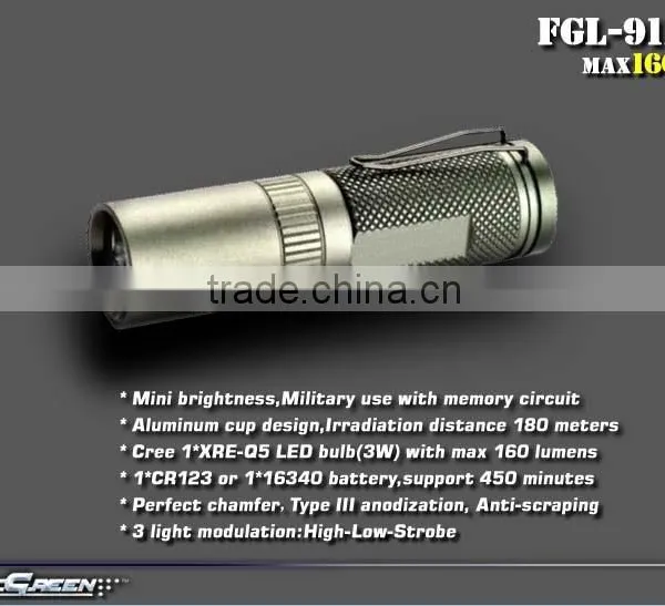 16340 CR123 Battery Cree Q5 Military Mini EDC Torch photo-2
