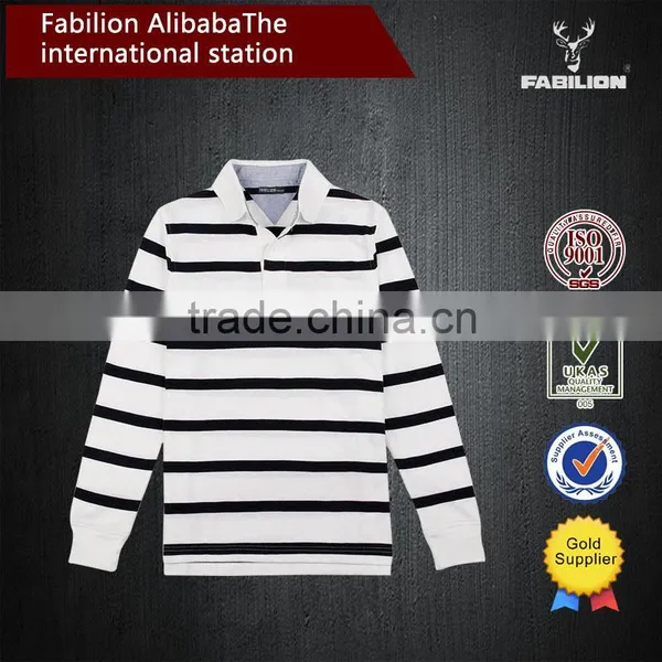 2016 Hot Selling Washed Striped Long Sleeve for Big Size Polo Shirt photo-2