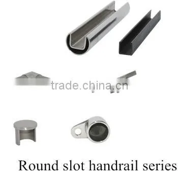 Slot Pipe Handrail Stainless Steel Glass Railing System photo-4