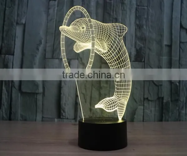 3D Illusion Led Night Light 7colors Dolphin Lamp Table Novelty Products Christmas Lights With Touch Button Children Night Light photo-3