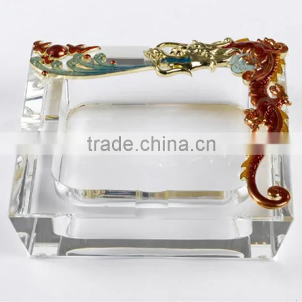 Crystal Ash Tray RORO Art-crystal & Enamel R-7625G photo-2