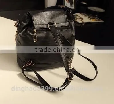 European Style Fashion Backpack Cool Lady Black Backpack High Quality PU Backpack photo-2