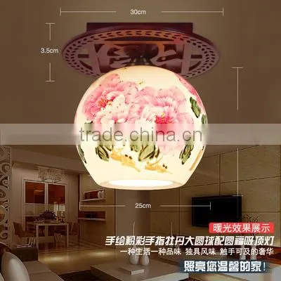 Chinese-made Flower Shade Modern Ceramic Energy Saving Ceiling Lamp Porcelain Wooden Light photo-5