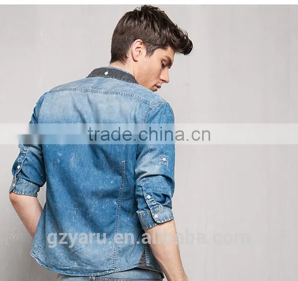 Men's Fashion Casual Washing Jeans Shirts photo-3