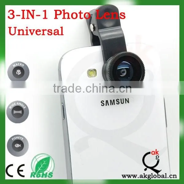 New Mobile Phone Eyes Clip Fish Eye Lens Cellphone 3 in 1 Universal Clip Lenses photo-3