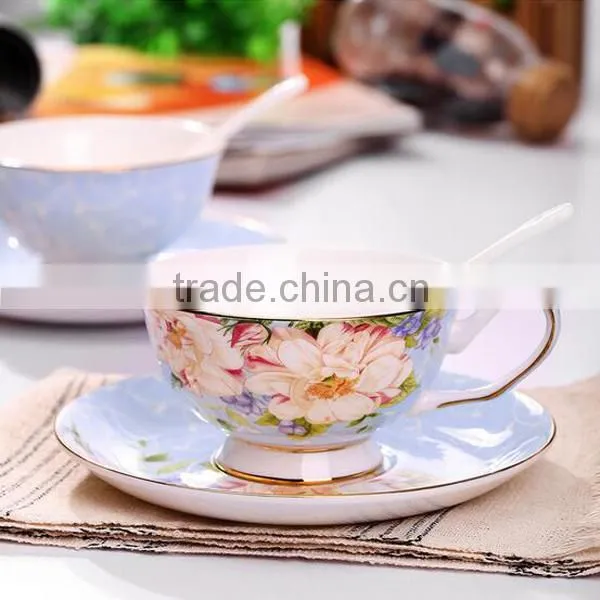 European Style Bone China Coffee Cup and Saucer Set