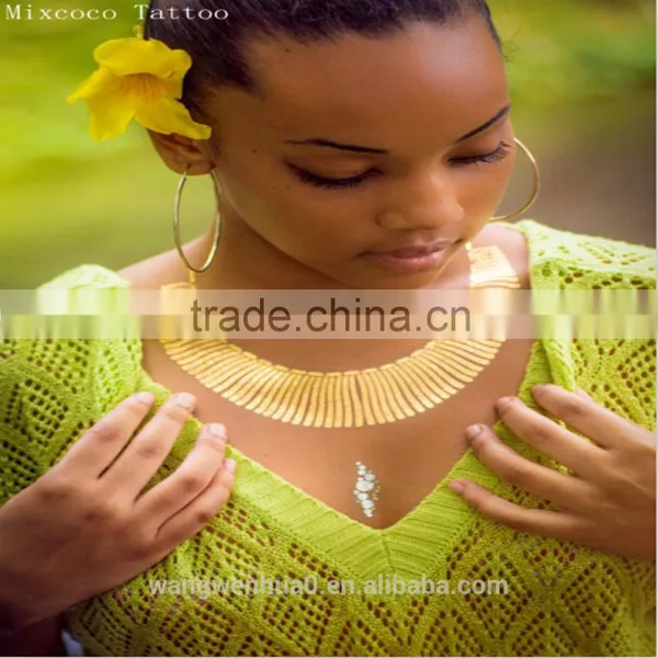 Mixcoco Metallic Tattoo Supply, Custom Body Jewelry Temporary Metallic Tattoo/water Transfer Printing Gold Tattoo Quality Choice photo-2
