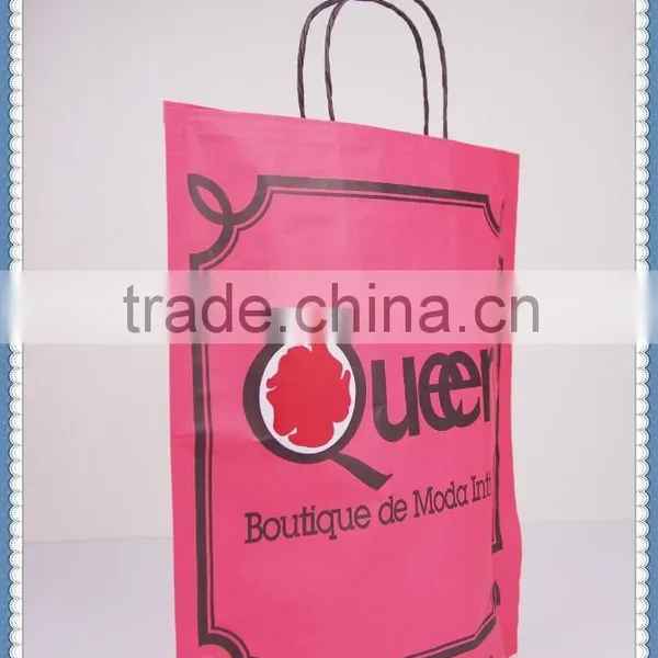 Cheap Price Low Cost Kraft Paper Bag Flexo Red Printed With Twisted Patch Handle photo-2