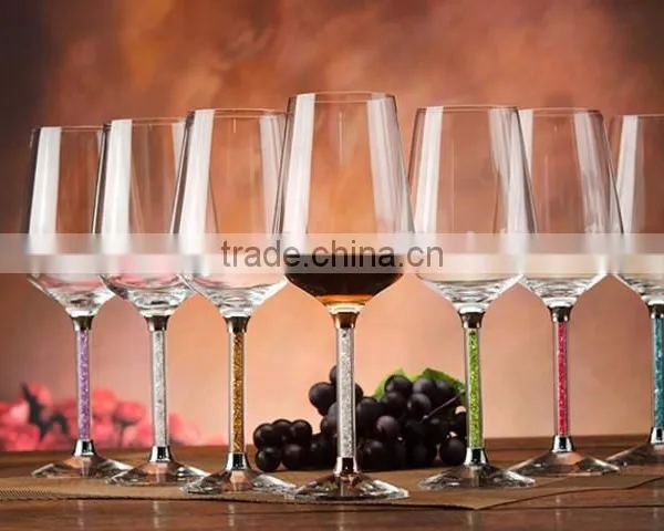 Manufacture Crystal Diamond Filled Inside Stem Red Wine Glasses Cup for Wine R-3045 photo-5
