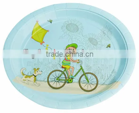 Food Grade Logo Printed Tea Party Boy and Girl Design Fancy Paper Plates photo-2