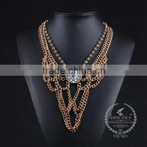 High Quality Vintage Style Rhinestone Chunky Statement Necklace Tin Alloy Fashion Women Pendant Necklace 6390121 photo-2