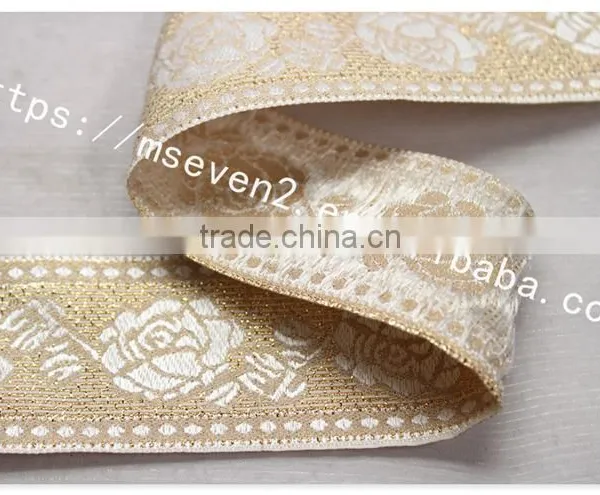 Newest Design 4.5 cm Width Ethnic Embroidery Gold Lace Trim for Garment photo-5