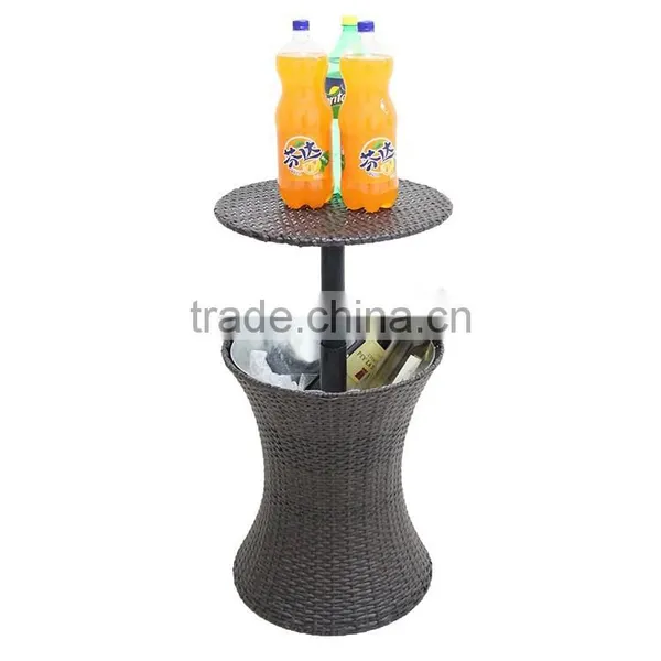 Outdoor PE Rattan Woven Wine or Beer Cooler Table Garden Patio Party Decorative Adjustable Design Bulk Ice Bucket photo-4