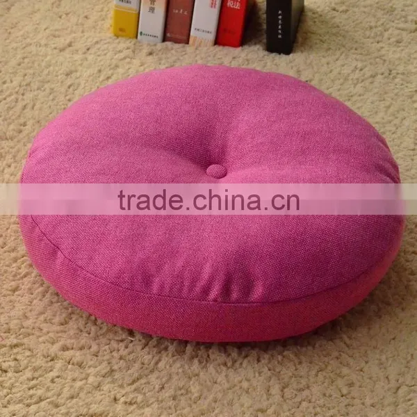 Wholesale Living Room Home Office Bed Furniture Soft Linen Round Linen Seat Sofa Pouffe Cushion photo-3